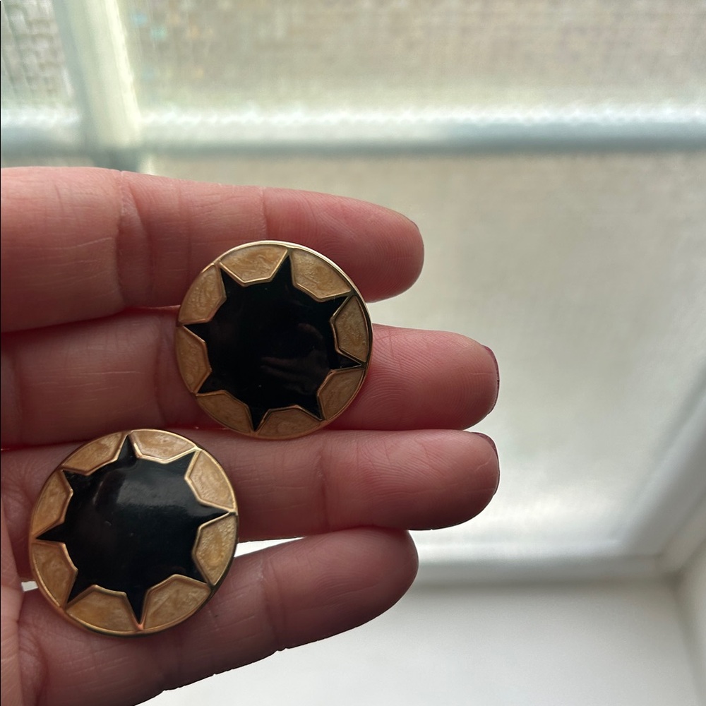Gold and Black Star Earrings - Picture 9 of 11
